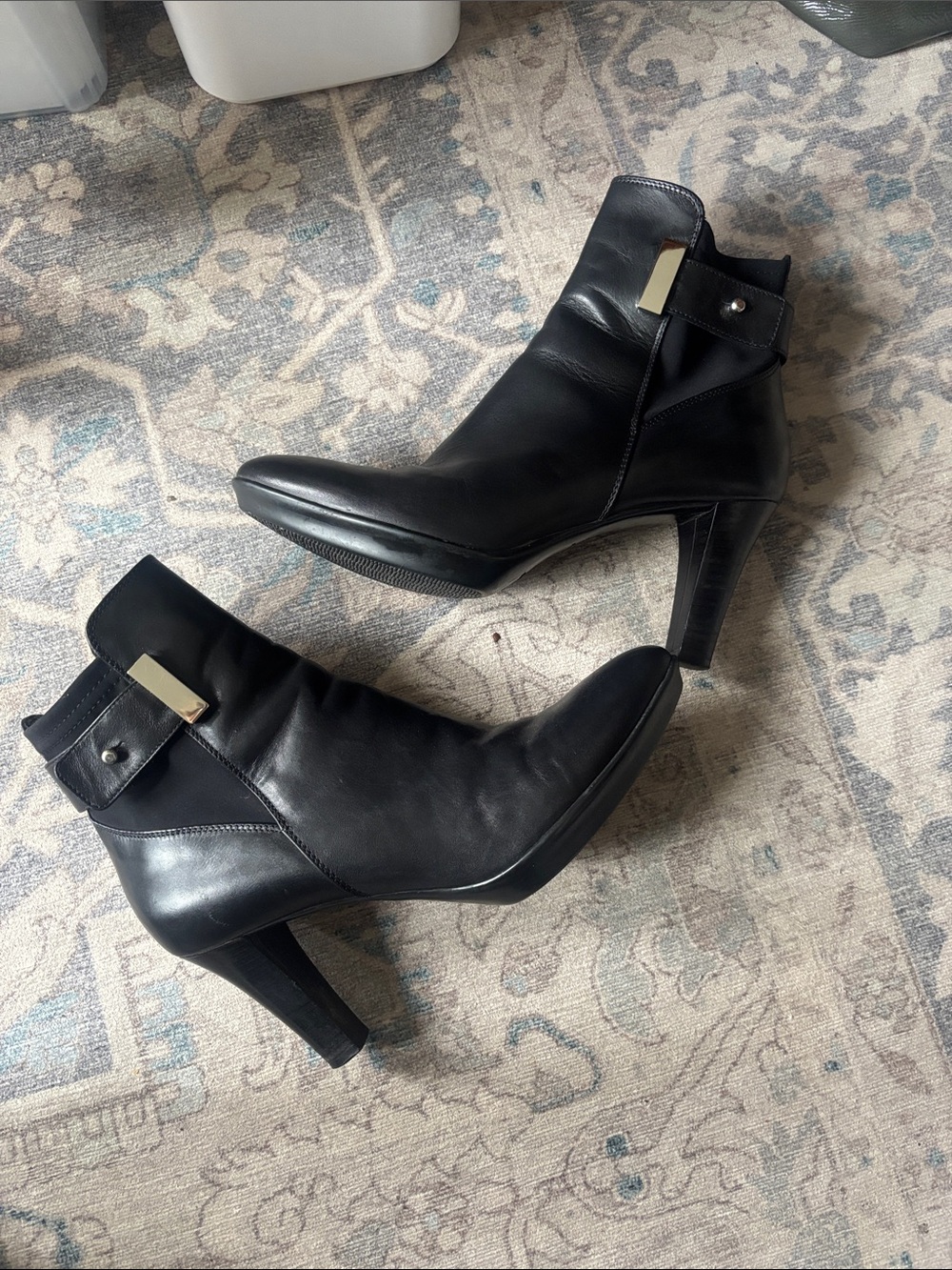 9 Aquatalia Black Leather Ankle Boots